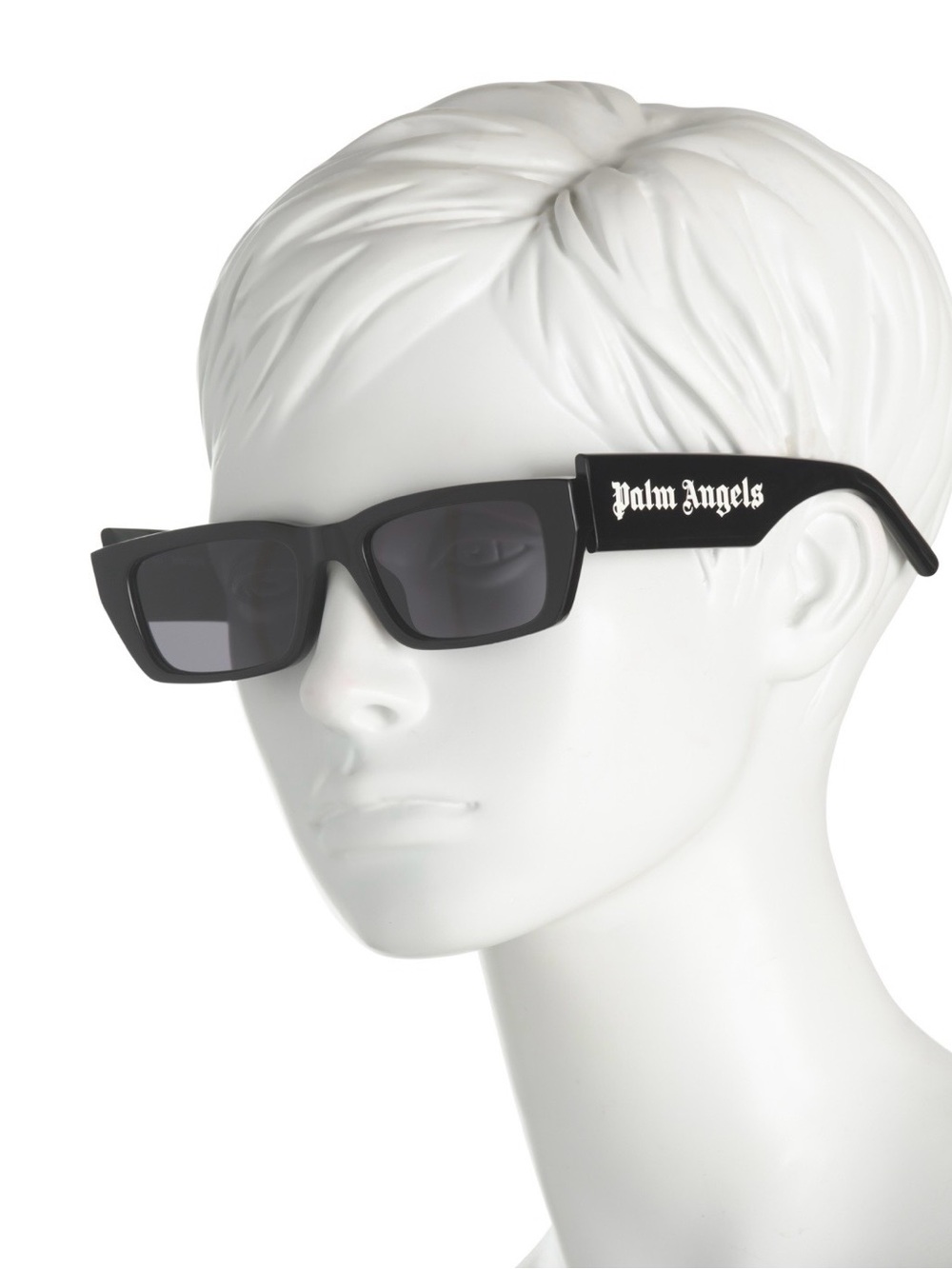 Palm Angels Black Rectangular Logo Sunglasses with White Script